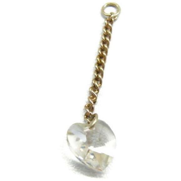 Jewelry - Long Dangle Crystal Shaped Heart Patina Vintage Sterling Silver 925 Charm